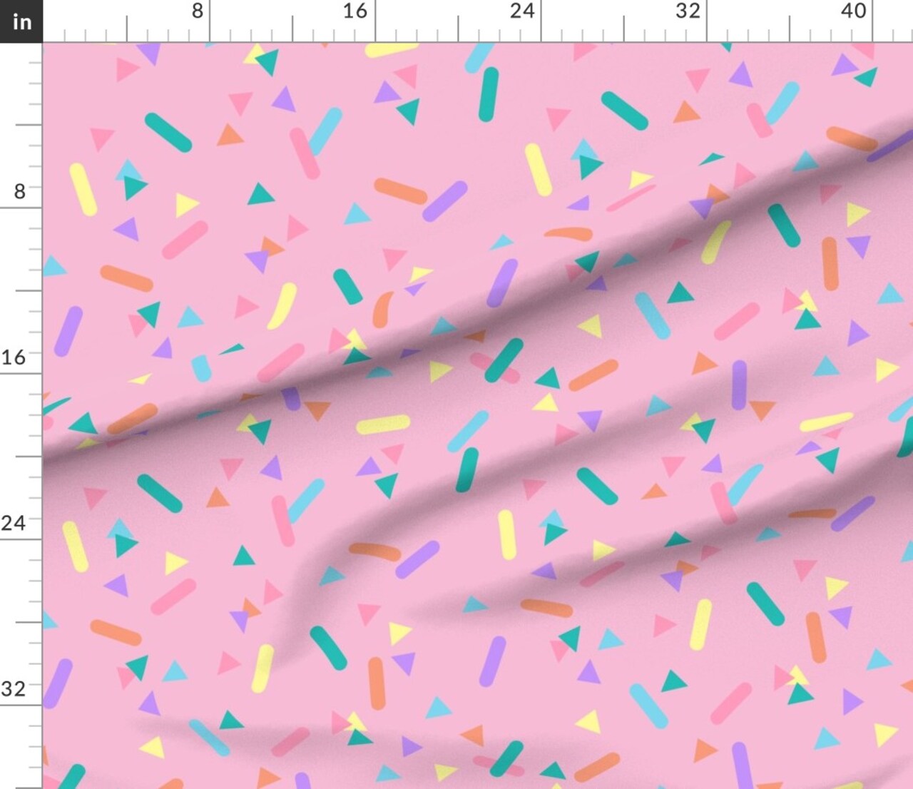 Pink Sprinkles Party 80S Colorful Pastel Shapes Bubblegum Kids Girl Custom Printed Fabric by Spoonflower Various Fabrics by the Yard or Fat Quarter